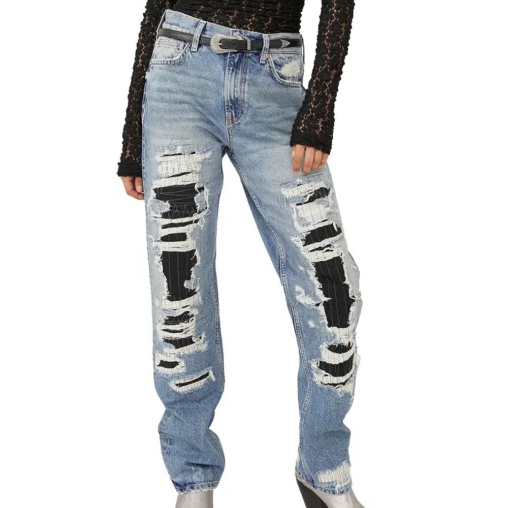 NWT Free People McCoy Destroyed Straight Leg Jeans